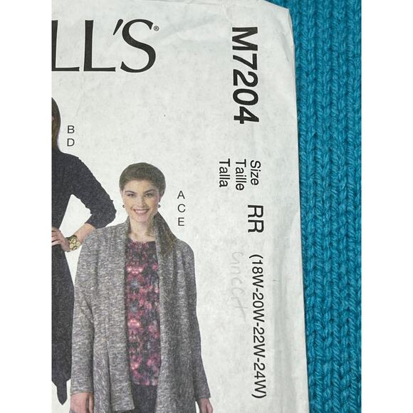 McCalls 7204 Sewing patternjacket top dress psnts size 18w 20w 22w 24w - Picture 2 of 6